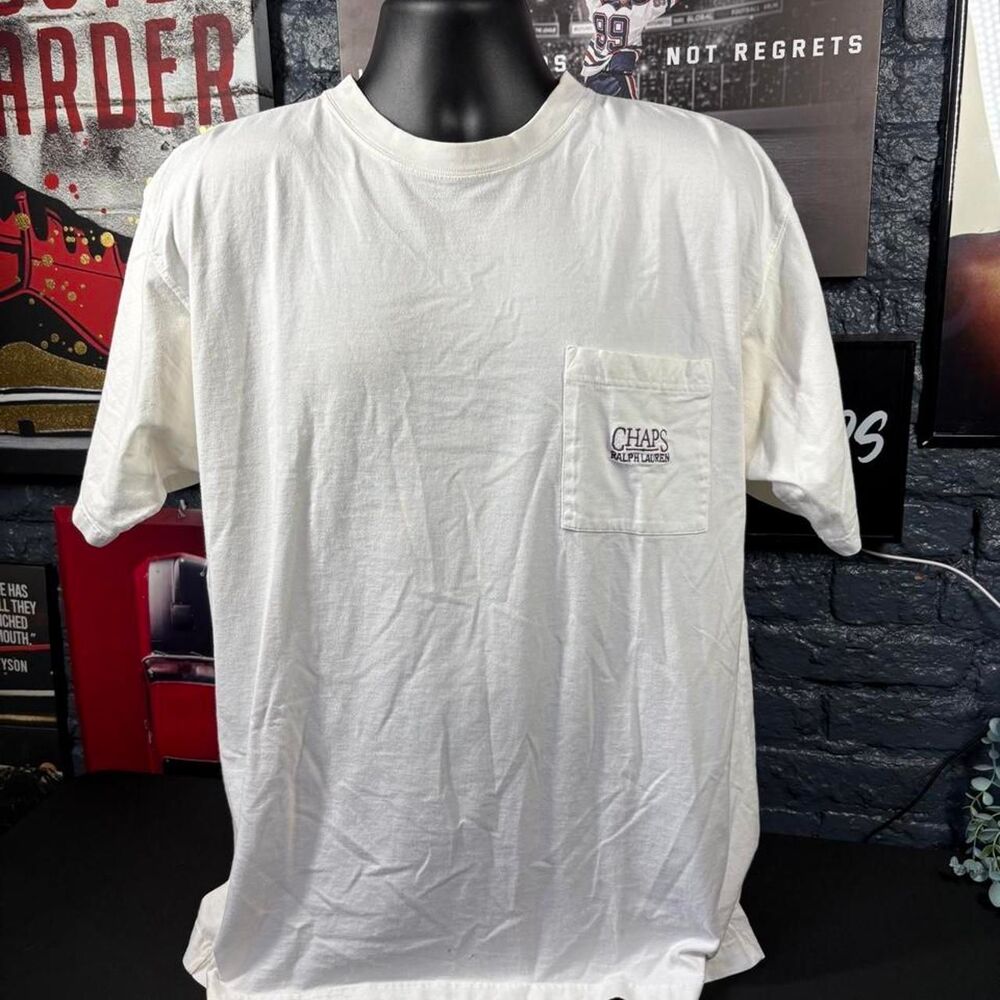 90's Vintage Chaps Ralph Lauren White Pocket T-Shirt - Men's XL